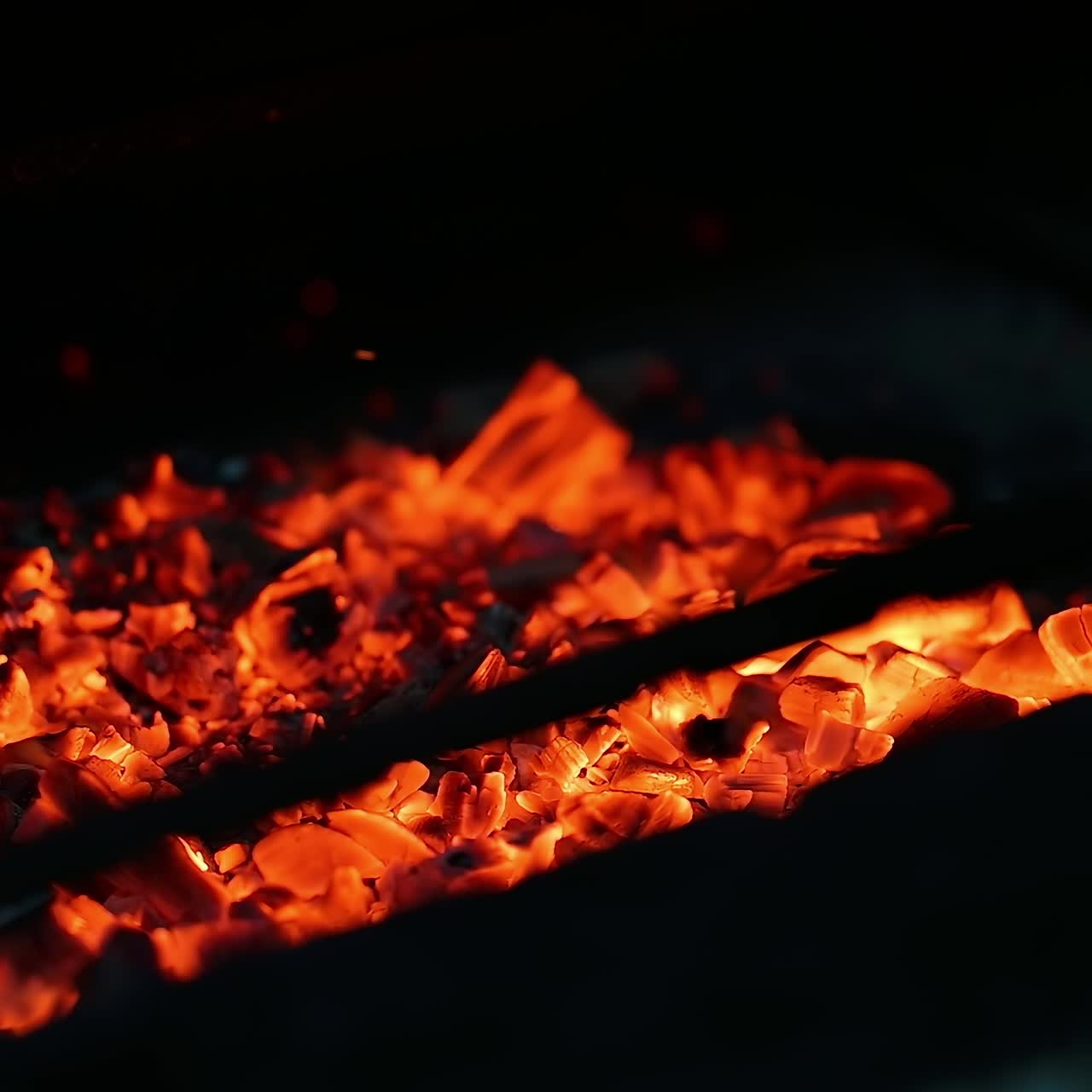 Coal burning in kitchen grill