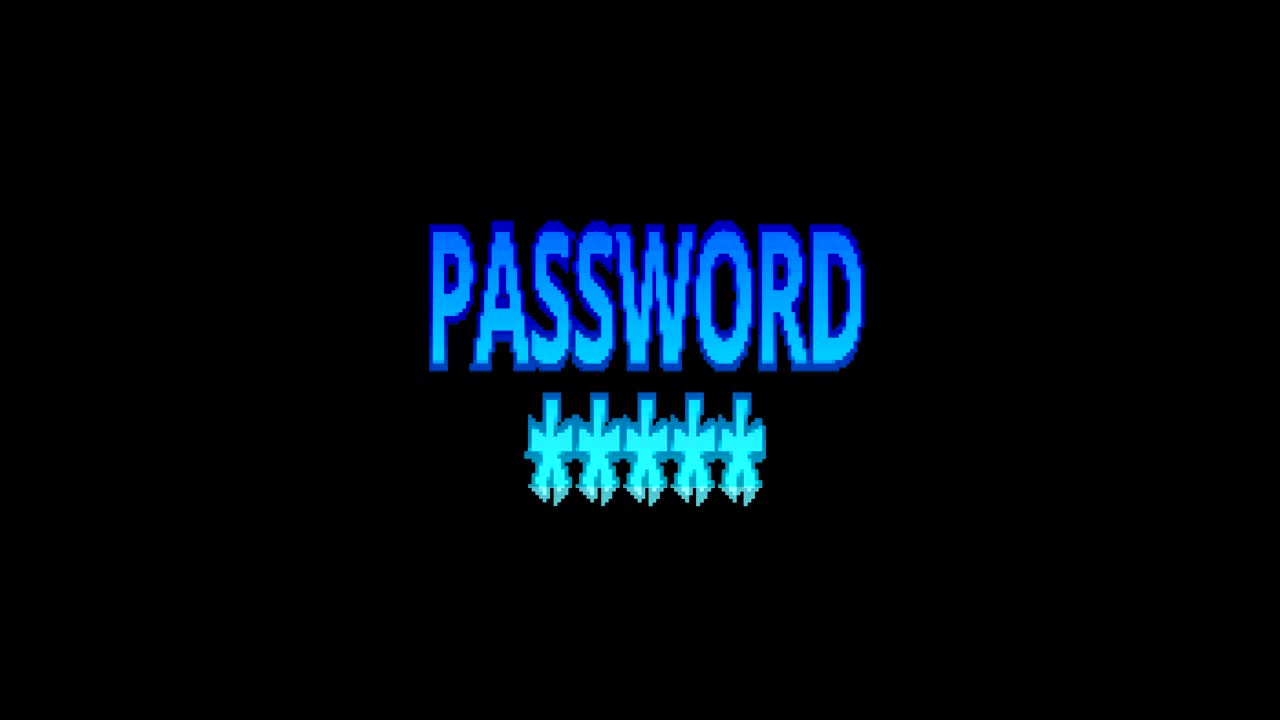 Texte du mot MOT DE PASSE de jeu vidéo rétro