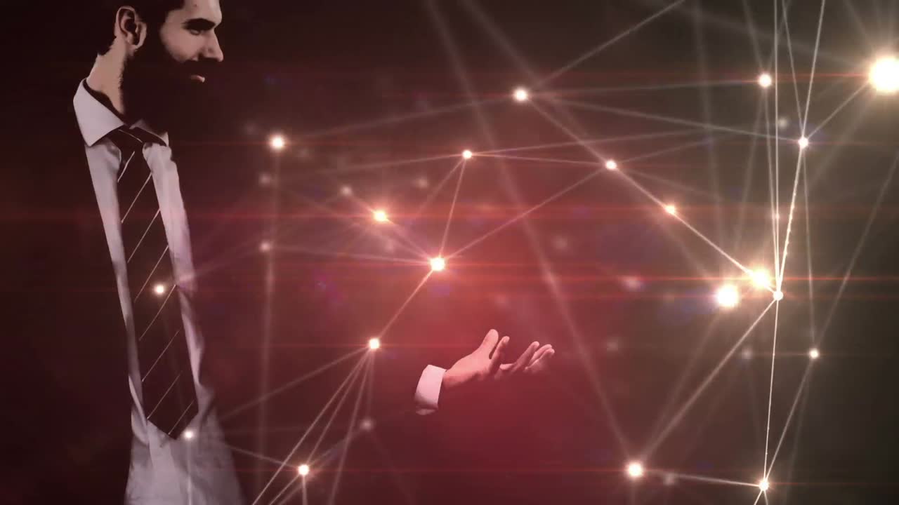 la imagen digital del hombre de negocios hipster está usando una interfaz futurista