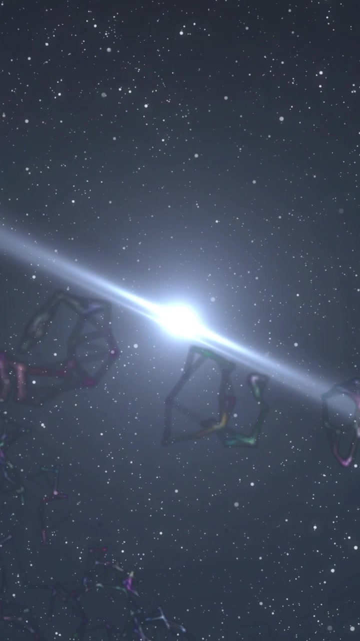 Vertical video: Flare sparking bright star growing and casting diagonal beam, revealing shapes