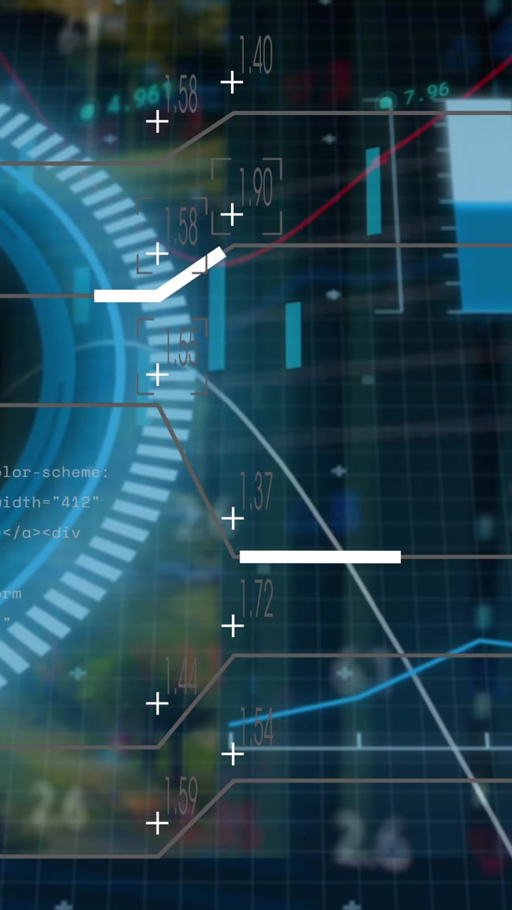 Animation of data processing over black background