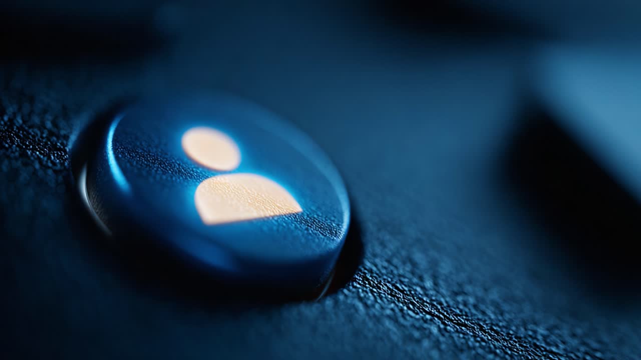 Illuminated Button Featuring Human Figure Icon: A Close-Up Perspective on Modern Technology and User Interfaces in a Dark Environment