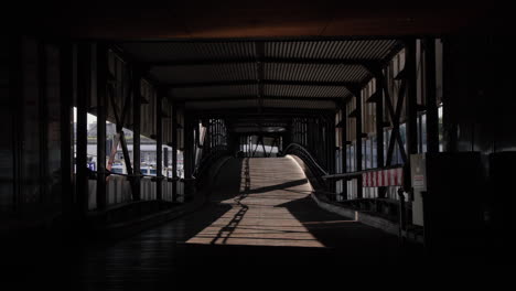 inside hamburg überseebrücke in the early morning