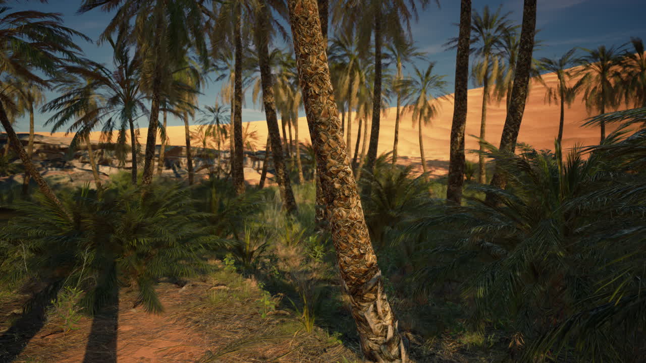 Oasi nel deserto: Palme e dune di sabbia