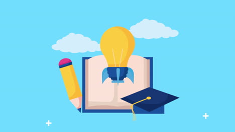 de vuelta a la temporada escolar con libros y conjuntos de iconos