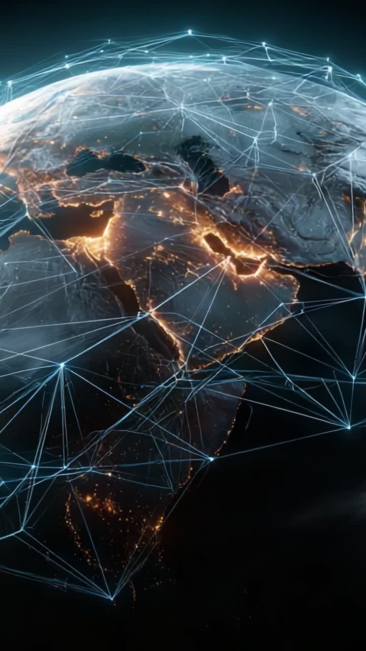 A Stunning Visualization of Earth Showcasing Interconnectedness Through Network Lines and Illuminated Regions, Highlighting the Global Digital Landscape from Different Angles