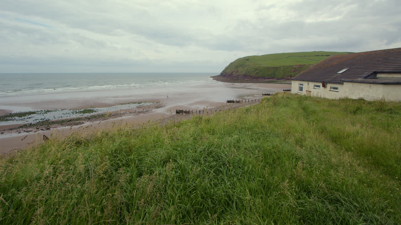 Extra wide shot looking north from Saint bees cliffs with headland in background. West lake district