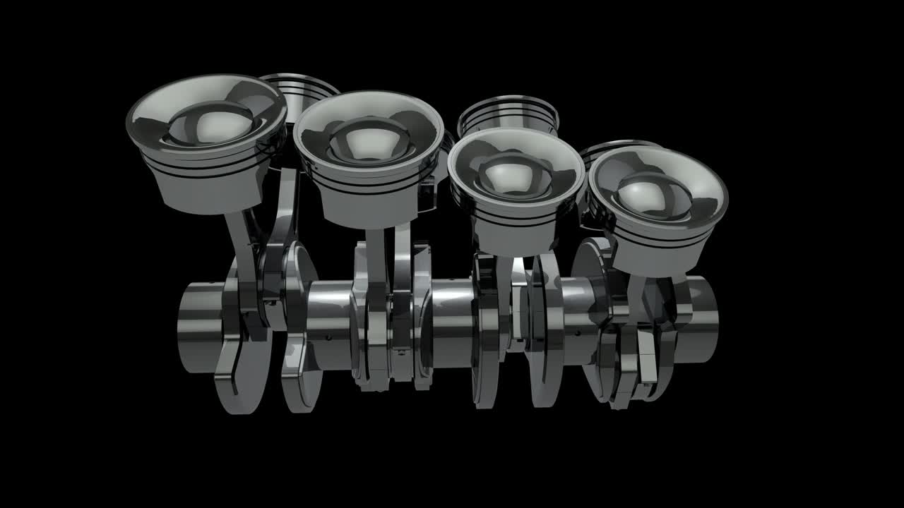 V8 Engine Pistons On A Crankshaft