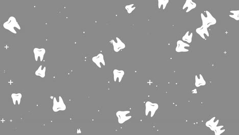 health care animated drawn cartoon white teeth. abstract medical grey dental looped background.
