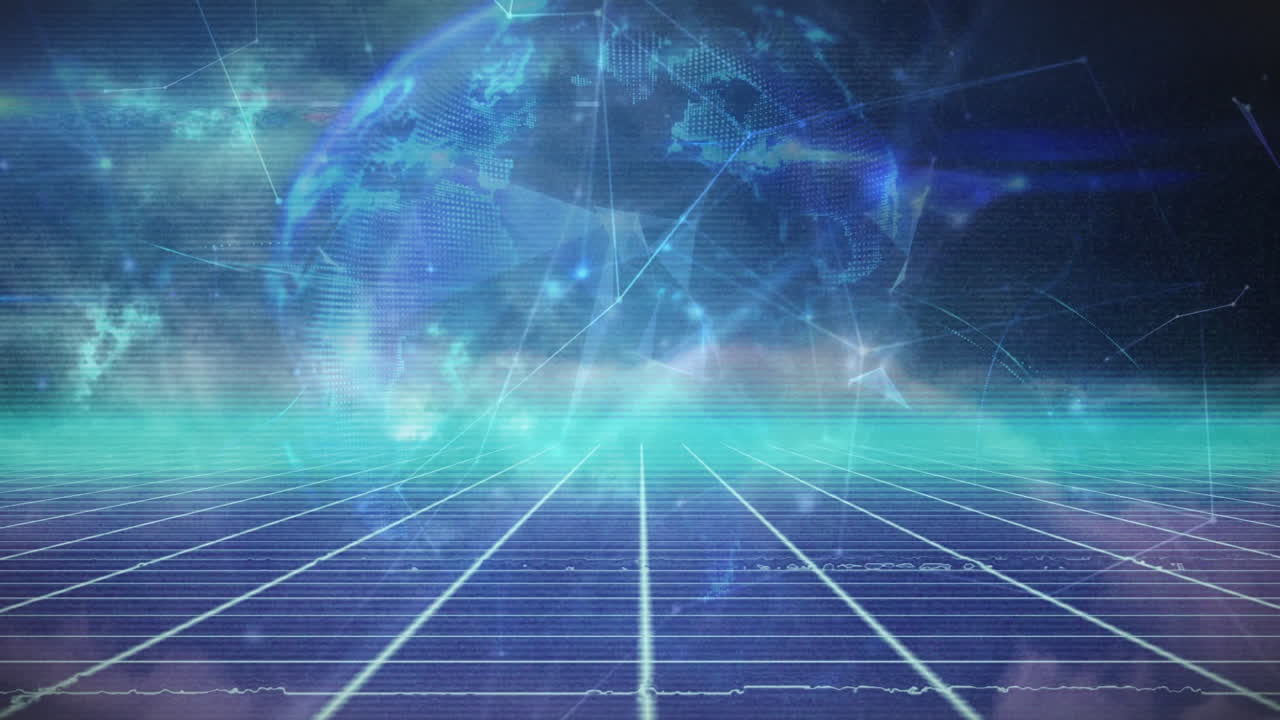 지구와 그리드에 대한 연결 네트워크의 애니메이션