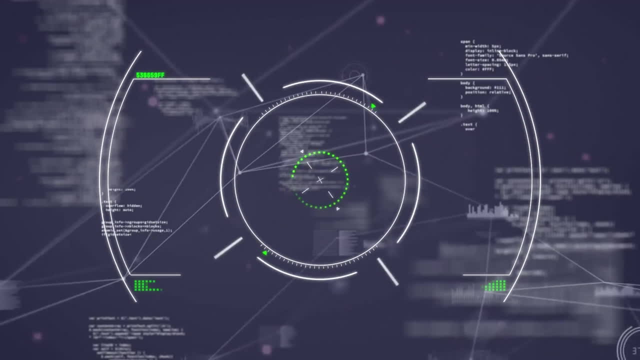 Animation of network of connections over data processing and scope scanning