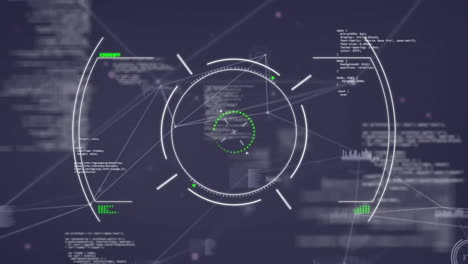 animation of network of connections over data processing and scope scanning