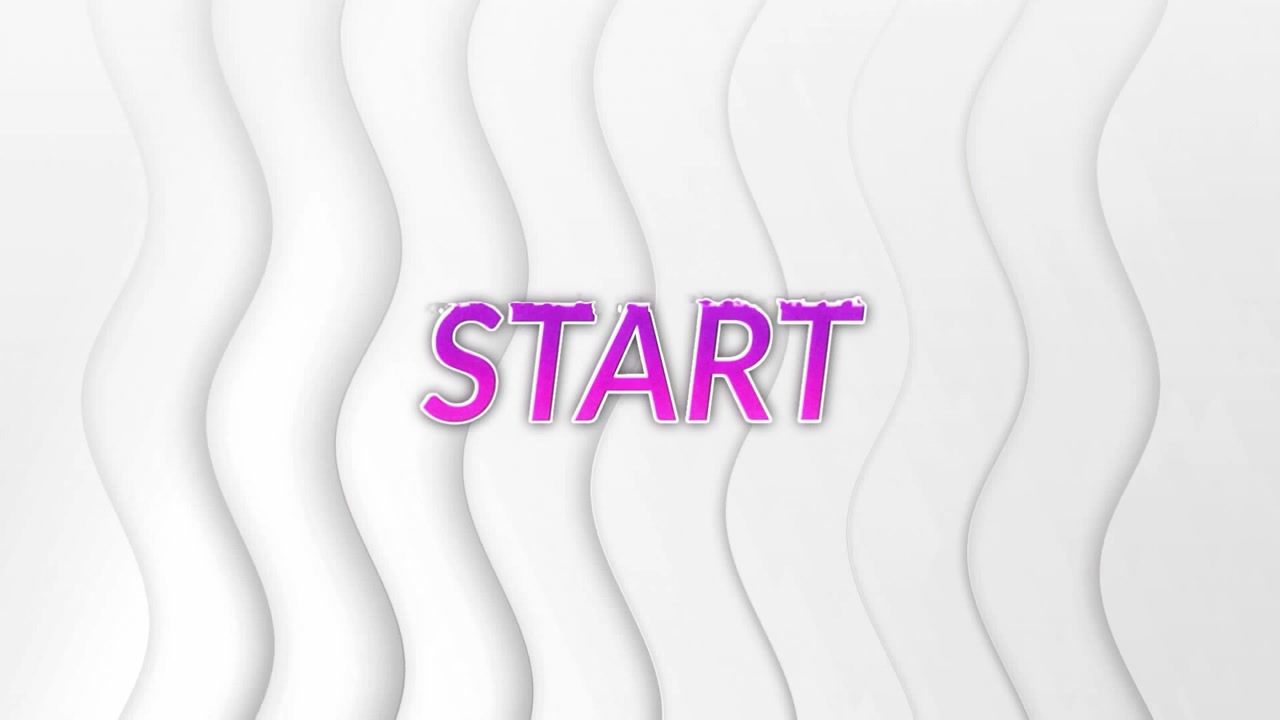 Animation of start text banner over wavy lines in seamless pattern on white background