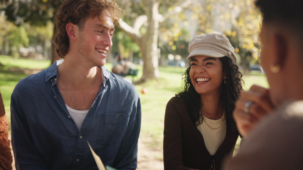 Friends socializing in the park