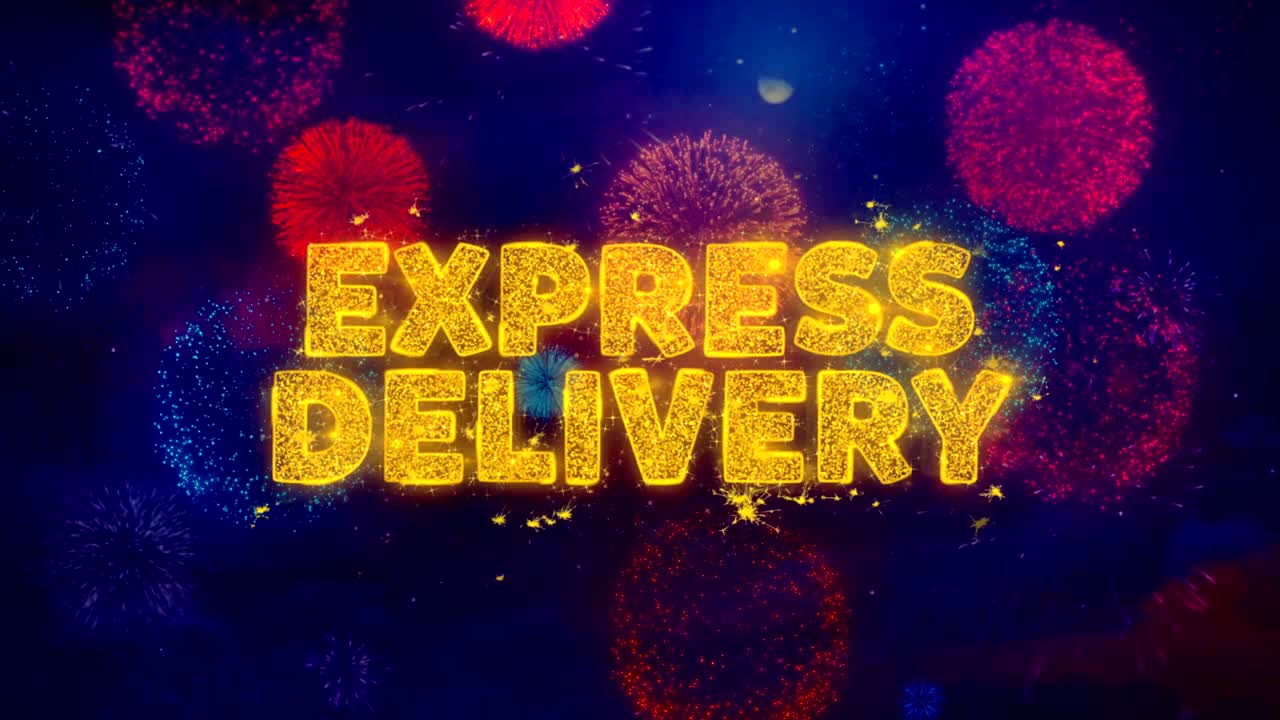 화려한 불꽃놀이 폭발 입자에 대한 익스프레스 배달 텍스트
