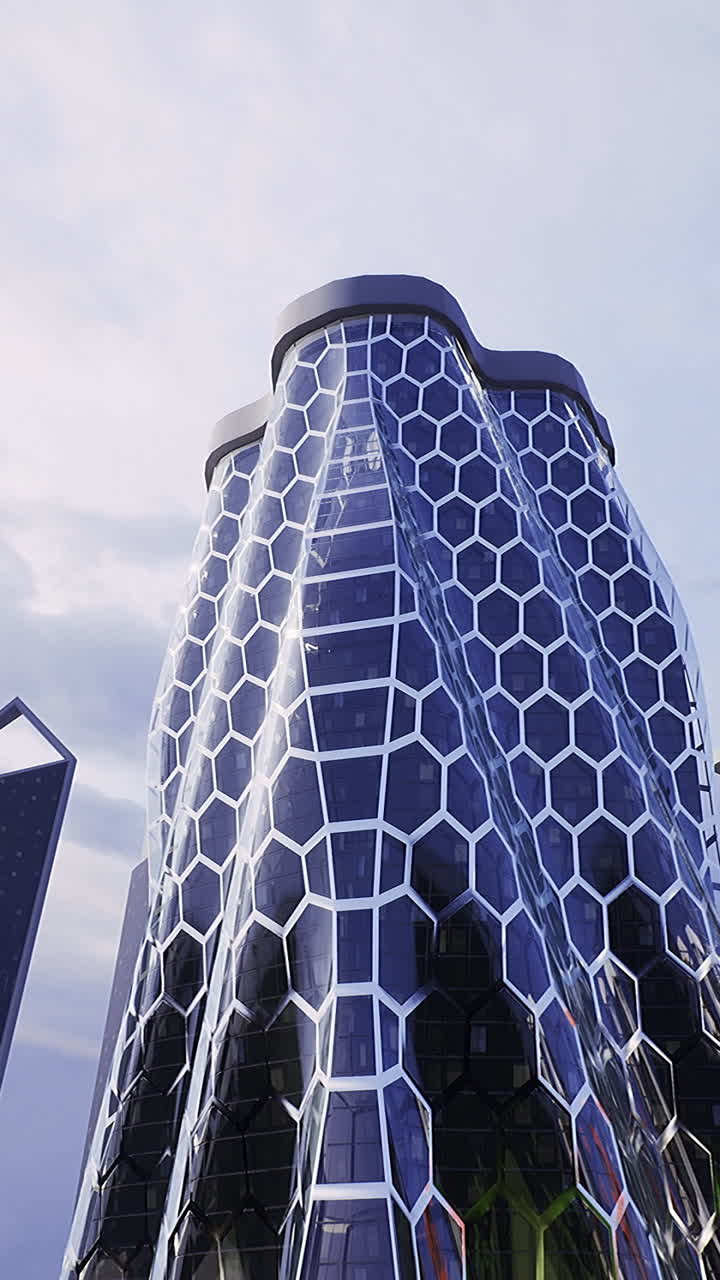 Modern architecture featuring hexagonal design elements in urban setting