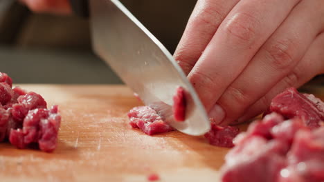 preparing diced beef