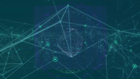 animación del procesamiento de datos y la red de conexiones en todo el mundo