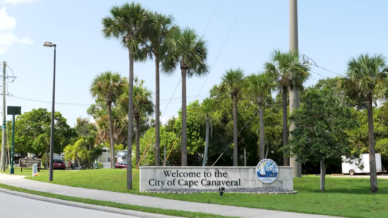 Welcome to the City of Cape Canaveral. Welcome sign for the City of Cape Canaveral, Florida.Sun, Space and Sea