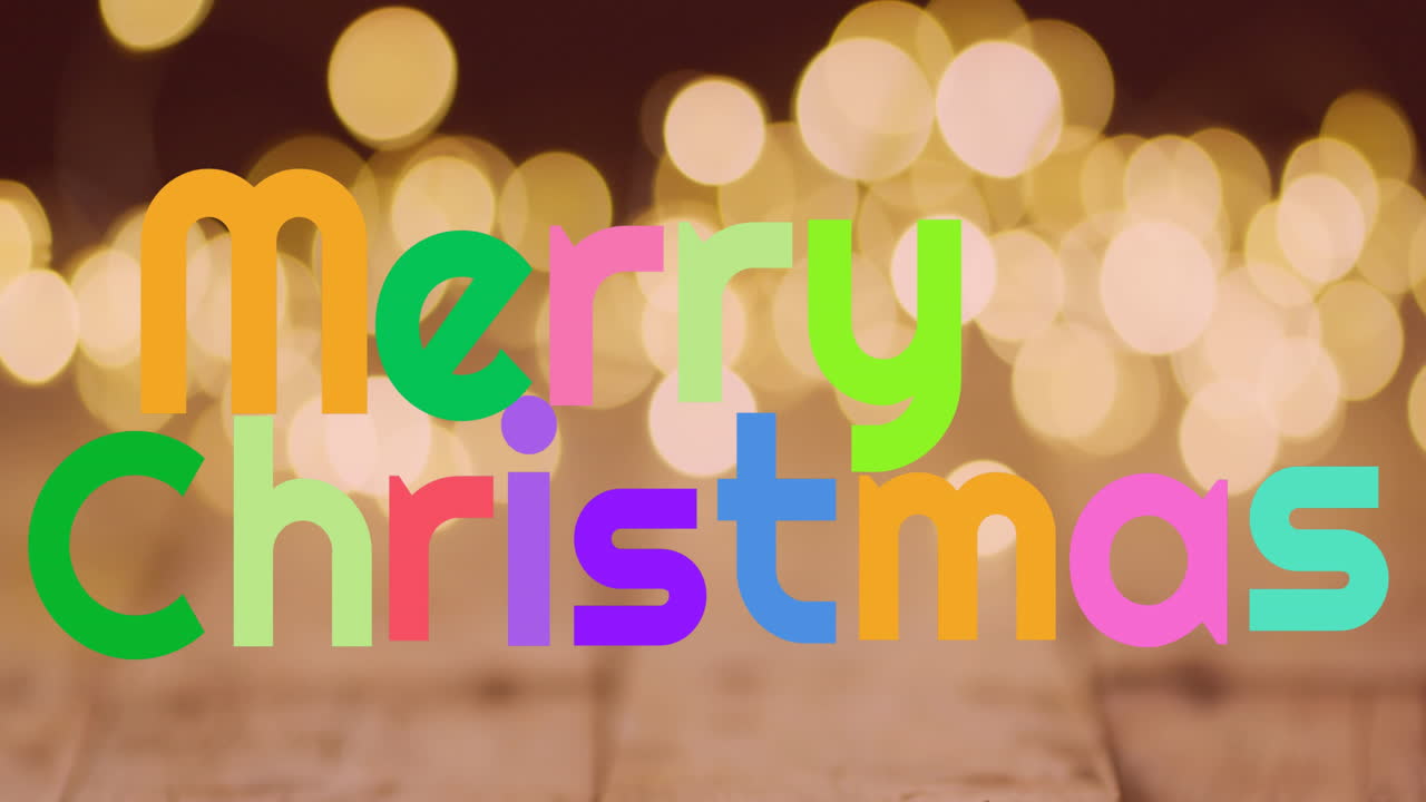 animación de felicitaciones de navidad texto sobre luces brillantes