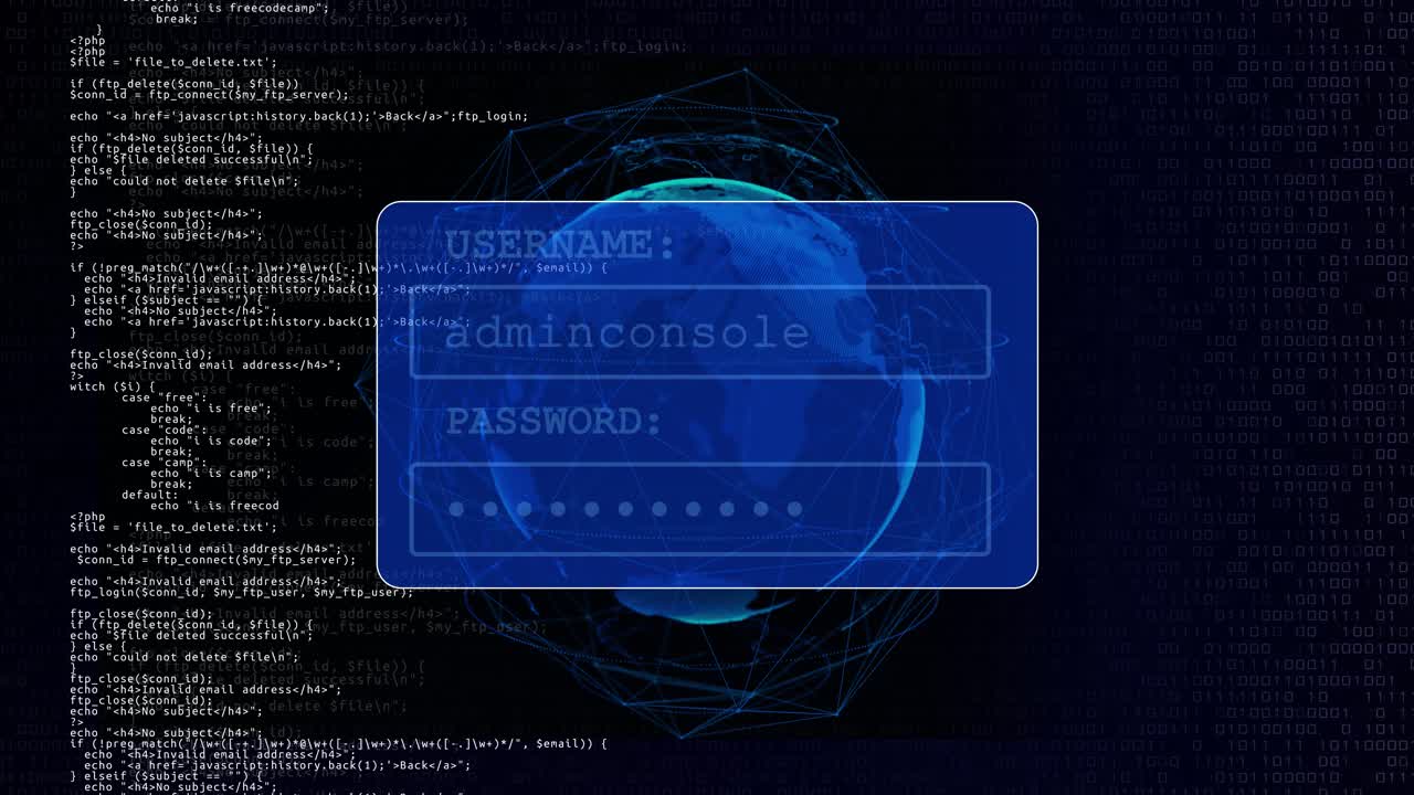 4k security breach system hacked alert with showing data under cyberattack background password virus