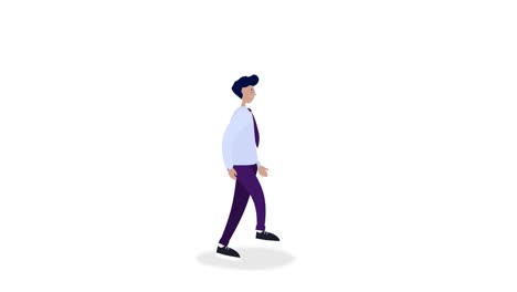 man, businessman is walking. 2d animation. white background