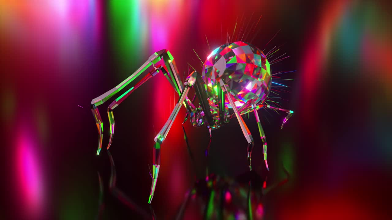 Ragno di diamante luminoso e colorato