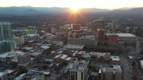 asheville north carolina aerial 4k sunset