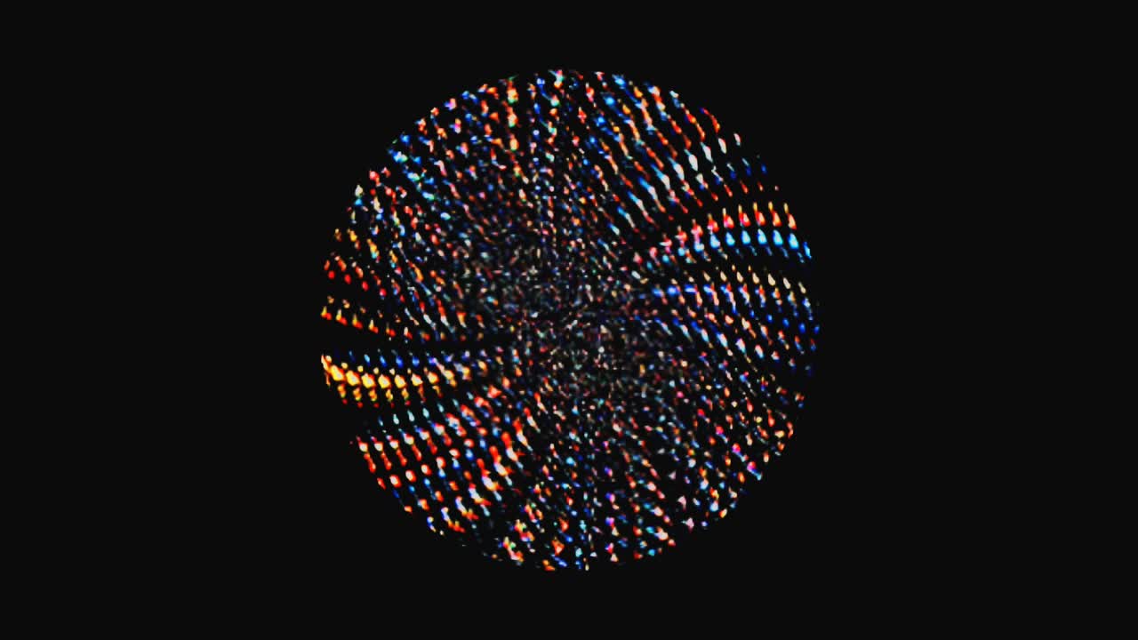 smooth spinning animation rotating colorful flashing light shapes, on black background