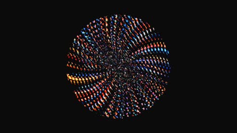 animación de giro suave girando coloridas formas de luz parpadeante, sobre un fondo negro
