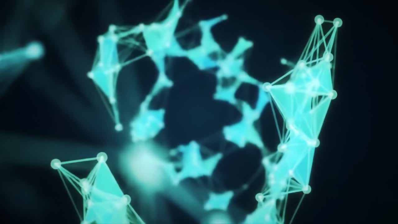 Dynamic Visualization of Abstract Geometric Structures: Exploring the Interconnectedness of Futuristic Models Through Vibrant Neon Colors and Complex Patterns