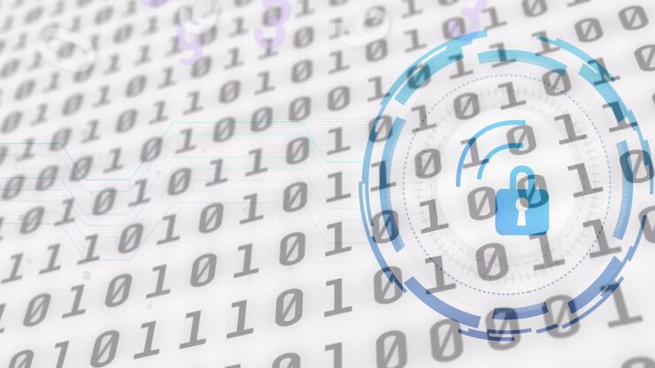 Animazione del lucchetto su elaborazione dati su sfondo bianco
