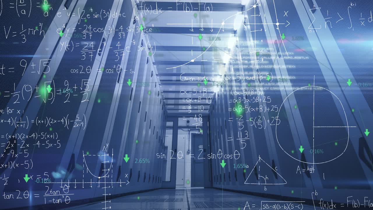 Animation of data processing over server room