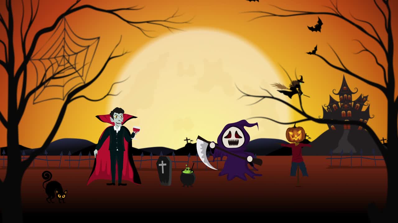 2d gráficos de movimiento concepto de halloween, 2d 2d gráficos de acción concepto de hall oween,