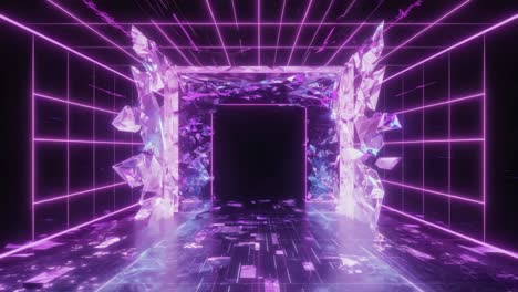 abstract neon tunnel with crystals