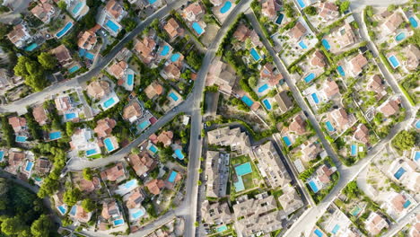 aerial view of residential area with swimming pools