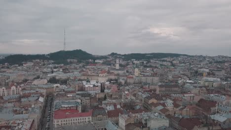 Aerial-City-Lviv,-Ukraine.-European-City.-Popular-areas-of-the-town