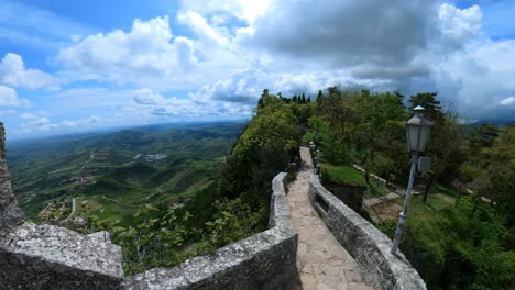 stepped tourist path on the defensive walls of san marino