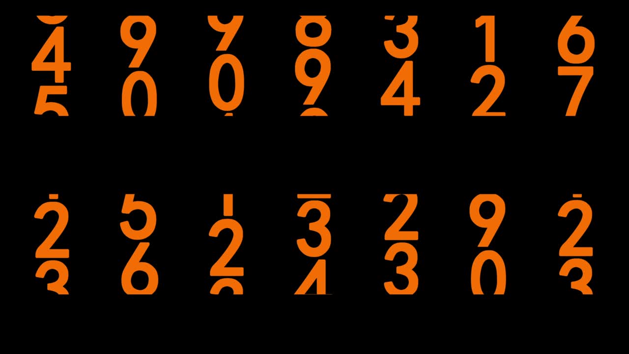 números animados de color naranja