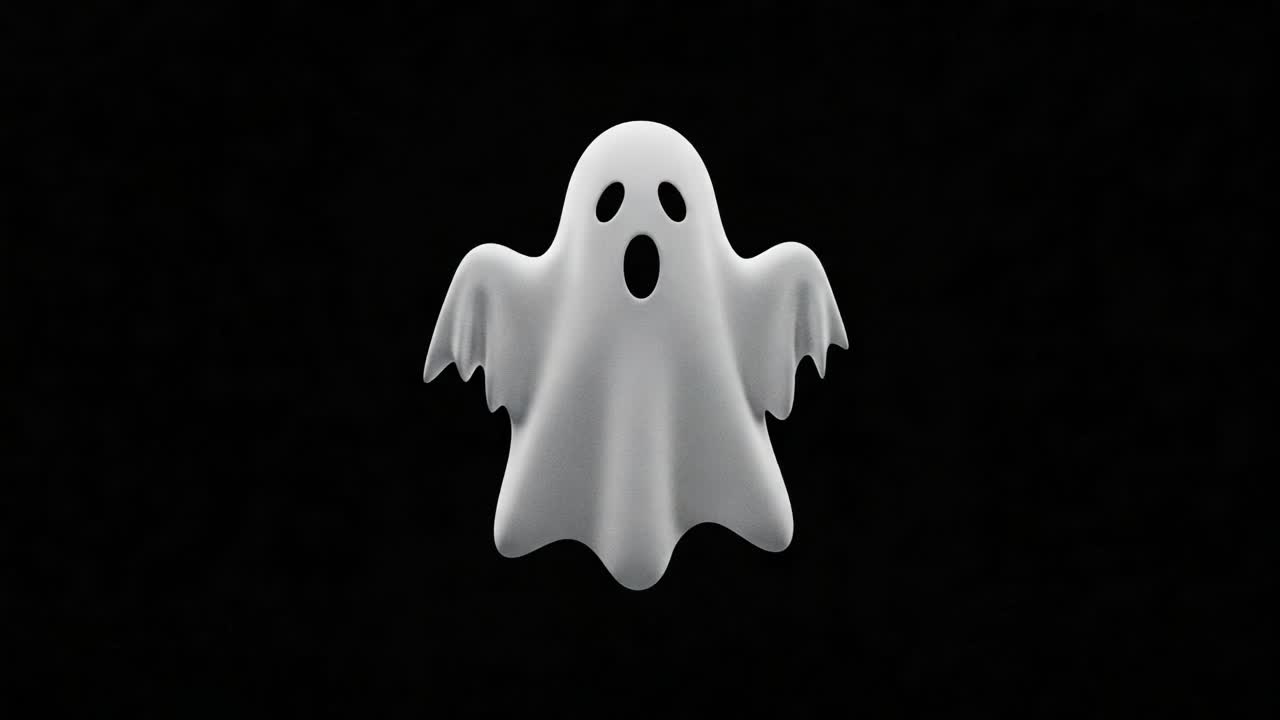 A cute and playful ghost character stands out against a dark background, capturing the spirit of fun and mystery with its expressive features and whimsical design