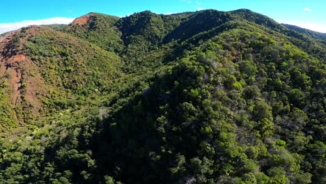 Vista-Aérea-De-Colinas-Y-Paisajes-Verdes-En-Kauai-Hawaii