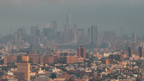 aerial view of new york city on a humid summer morning