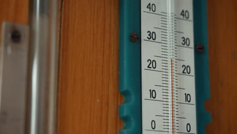 close-up of a wall thermometer