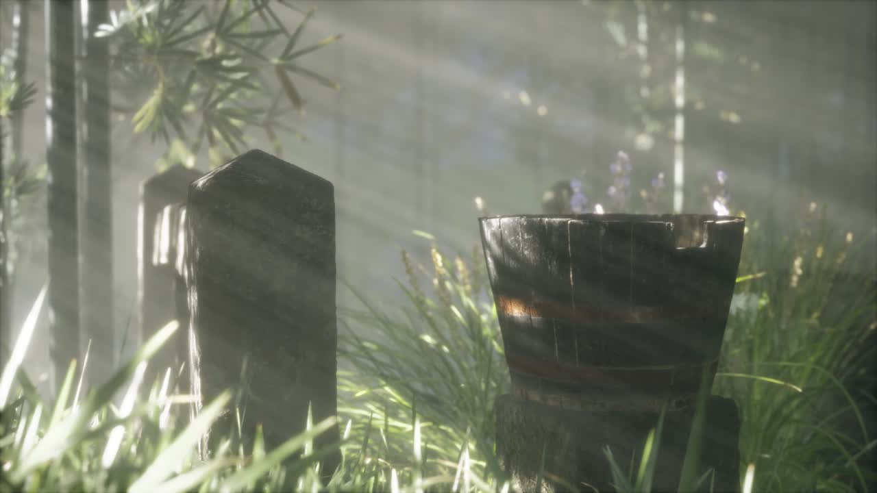 일본 대나무 숲 과 녹색 초원 잔디 와 자연 빛