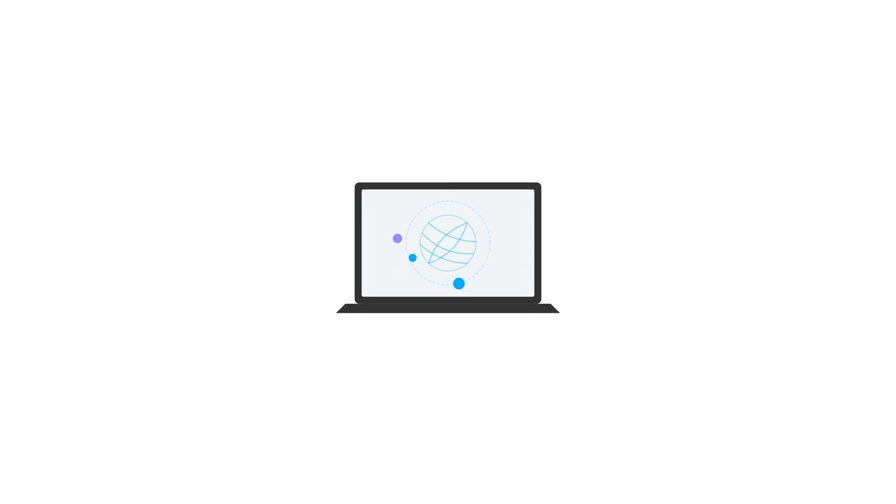 Animated Laptop Displaying Global Network Connection