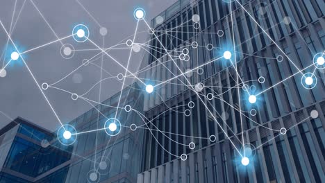 animation of data processing over modern building