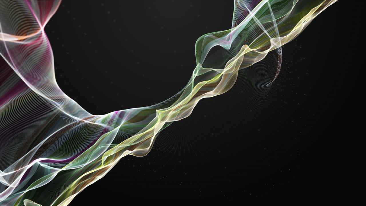 천천히 움직이는 입자 파동 물체와 함께 환상적인 애니메이션, 4096x2304 루프 4k