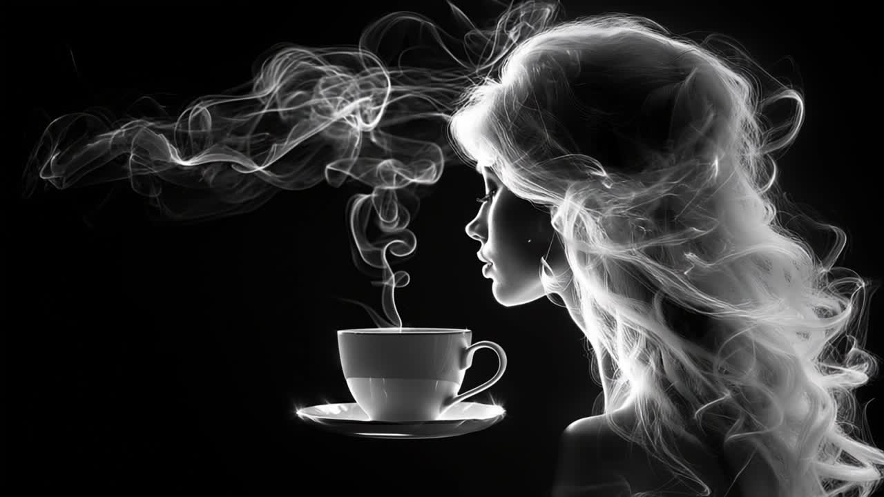 женщина наслаждается горячим напитком.