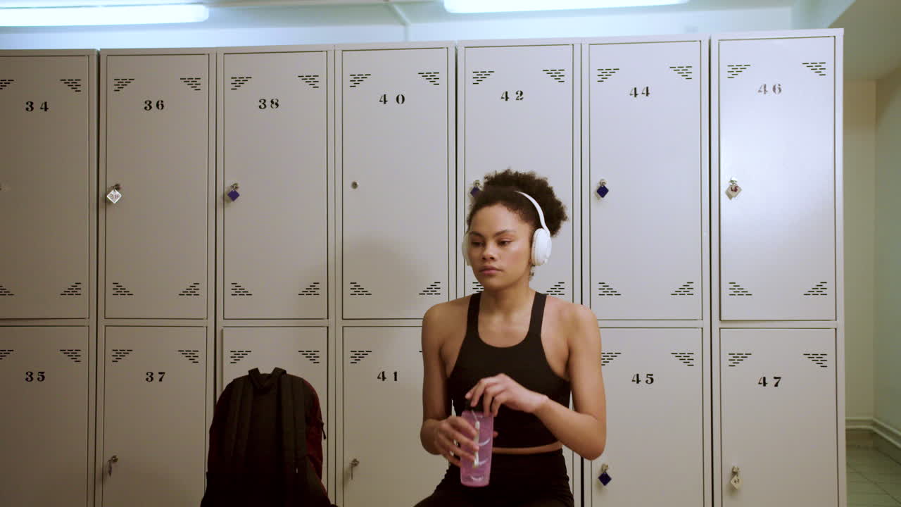Young woman in the locker room
