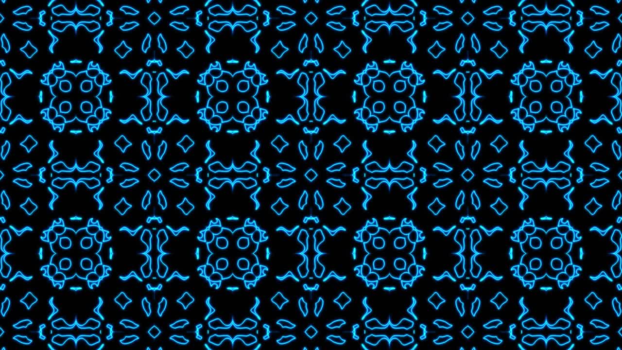 fondo de patrón geometrico sin costuras azul abstracto. rayas abstractas bucle de caleidoscopio. rápido psicodélico colorido kaleidoscopio vj fondo. discoteca fondo de movimiento abstracto. efecto caleidoscope